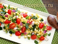 Кукурузный салат с помидорками черри