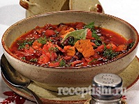 Борщ с фасолью и кабачками черниговский