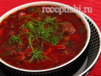 Борщ постный с фасолью и грибами