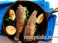 Форель речная  жареная с лимоном