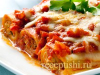 Канеллони с курицей, баклажаном и сыром
