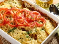 Картофельная запеканка с курицей и сыром