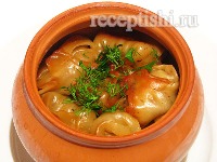 Кундюмы (вареники с грибами в горшочках)
