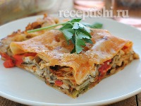 Лазанья с курицей и грибами