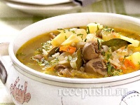 Рассольник с перловкой и почками классический