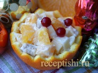 Салат апельсиновые корзиночки с курицей