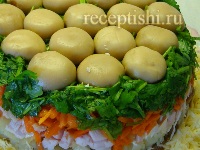 Салат "Грибная поляна" с шампиньонами перевертыш
