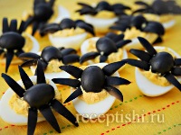 Закуска на Хэллоуин Паучки из яиц