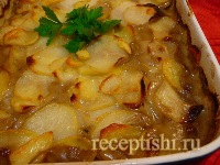 Запеканка из курицы с картофелем и грибами