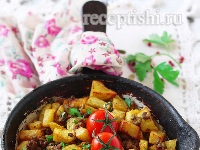 Жареный картофель с фаршем